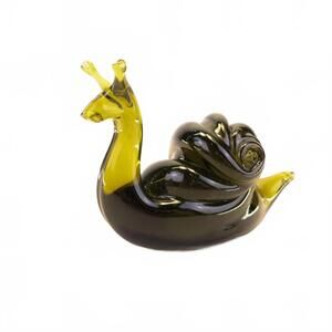 Vintage Pilgrim Glass Avocado Green Snail Figurine